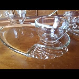 Vintage Federal Columbia Clear Art Deco Snack Set